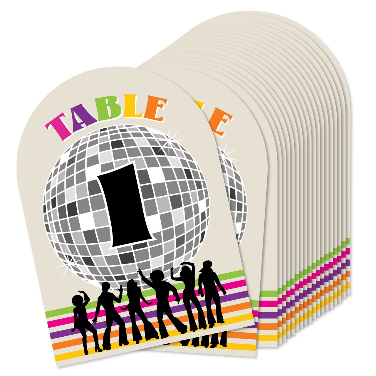 Big Dot of Happiness 70’s Disco - 1970s Disco Fever Party Double-Sided 5 x 7 inches Cards - Table Numbers - 1-20